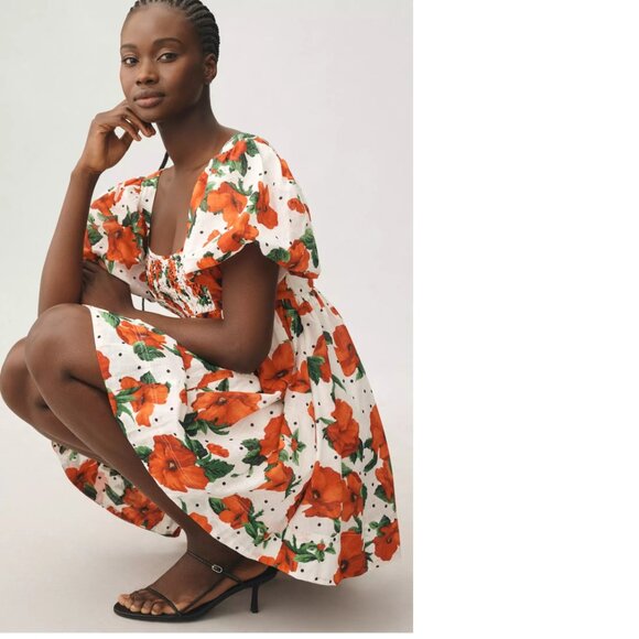 Anthropologie Maeve Square-Neck Smocked Babydoll Dress size XXSP defect - Picture 4 of 10